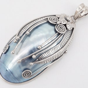 huge sterling silver ATI shell with applied design pendant