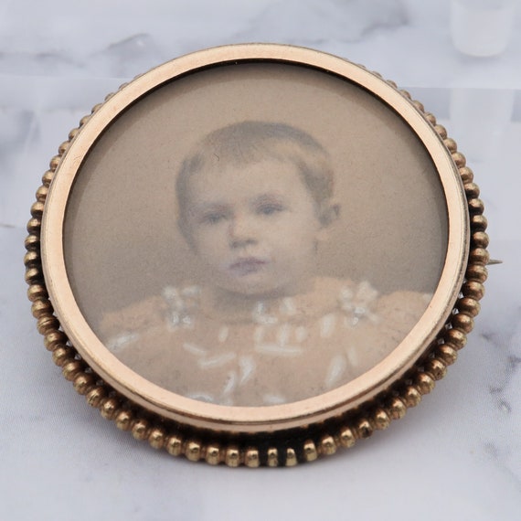 Antique Victorian gold-filled circle brooch with … - image 10