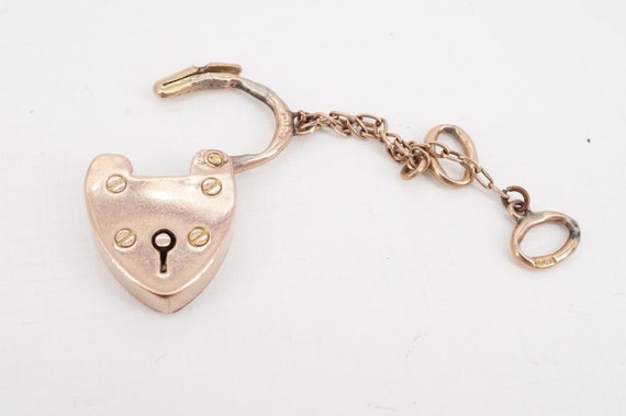 antique 9k gold padlock clasp for charm bracelet - image 3