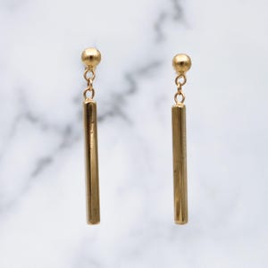 Boucles d'oreilles pendantes rétro modernes en lingot d'or 9 carats