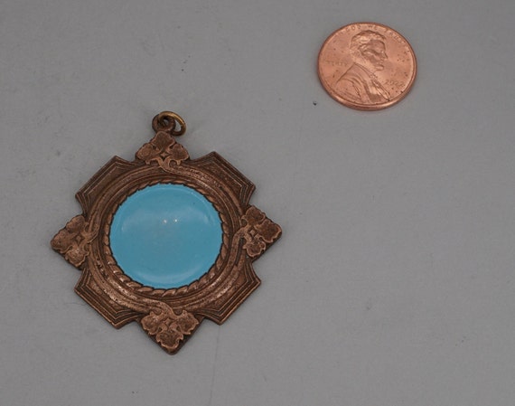 Antique Art Nouveau Copper Enamel Pin U. Kraus NY… - image 3