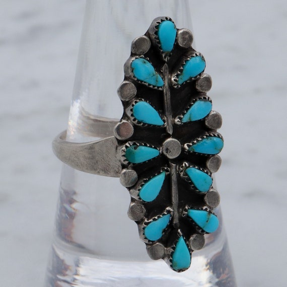 Antique Old Pawn Zuni sterling turquoise petit po… - image 7
