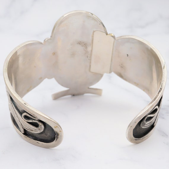 Vintage Egyptian sterling silver, large cuff brac… - image 5