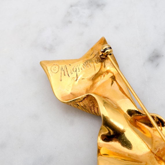 Retro Mignon Faget gold plated twisted ribbon bro… - image 6