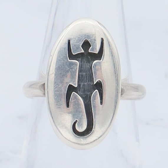 Vintage Native American sterling lizard cut out r… - image 1