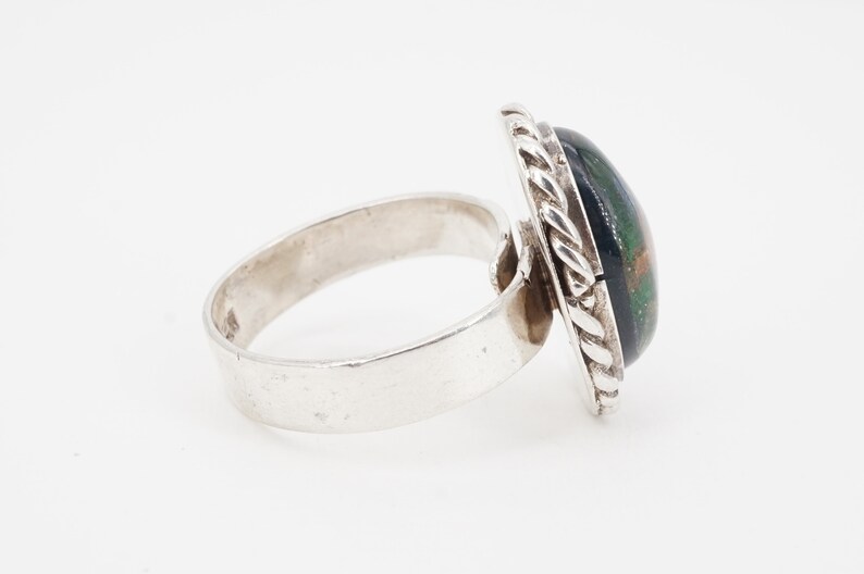 vintage mexican sterling silver foil glass adjustable ring