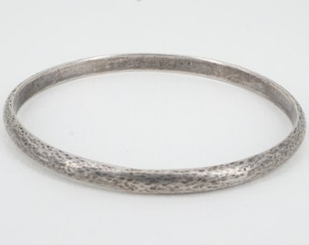 antique arts and crafts period hand hammered sterling silver oval bangle