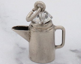 Antique sterling silver coffee percolator with glass bead top charm