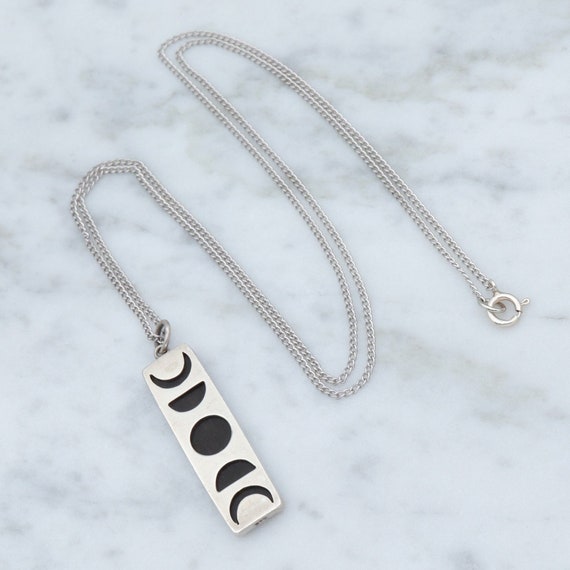 Vintage sterling & ebony wood moon phases drop pe… - image 2