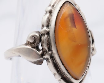 Antique Uncas sterling & carnelian agate ring, sz 5.25