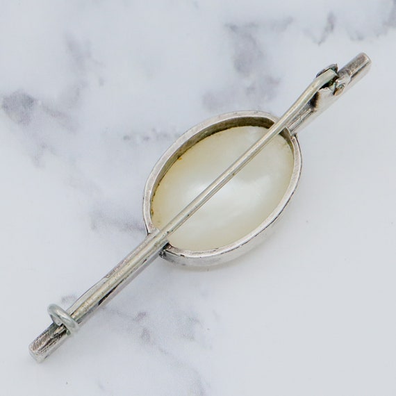 Antique Art Deco sterling & mabe pearl brooch - image 3