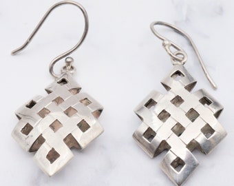 Vintage sterling basket weave celtic earrings