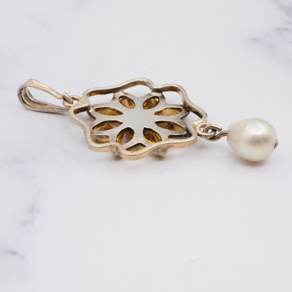 Antique 10k gold paste and cultured pearl flower … - image 7