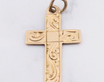 Antique 9K gold cross charm