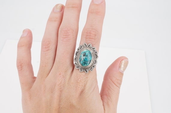 size 6 vintage sterling silver chrysocolla ring - image 5