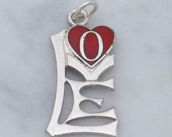 Vintage sterling & enamel Love pendant with red heart