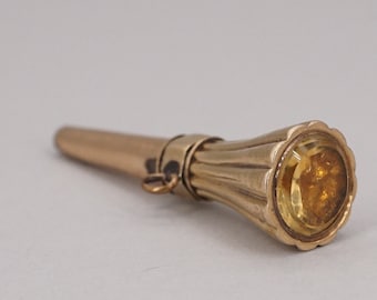 Antique Victorian Gold Filled Citrine Watch Key Fob Pendant