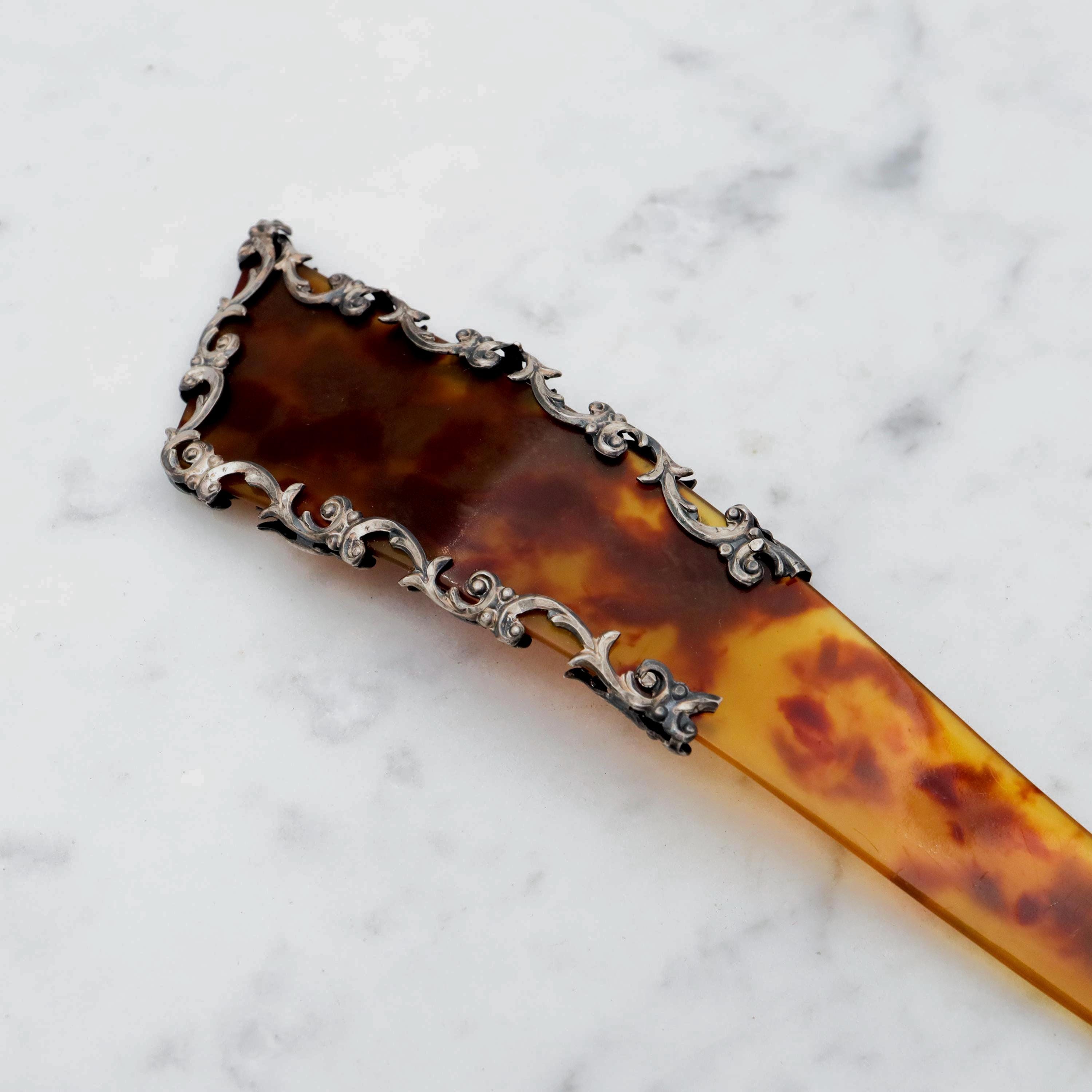 Antique Victorian Faux Tortoiseshell & Sterling Silver Hair  display picture 2