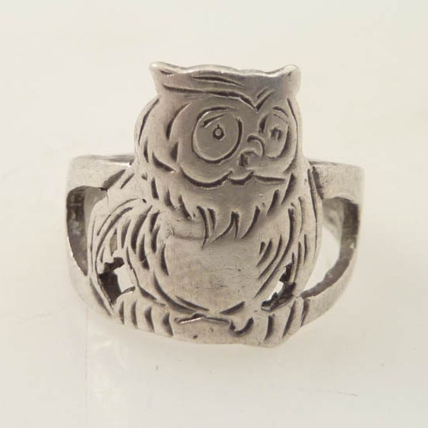 Dimensioni 4.5 Vintage Sterling gufo anello