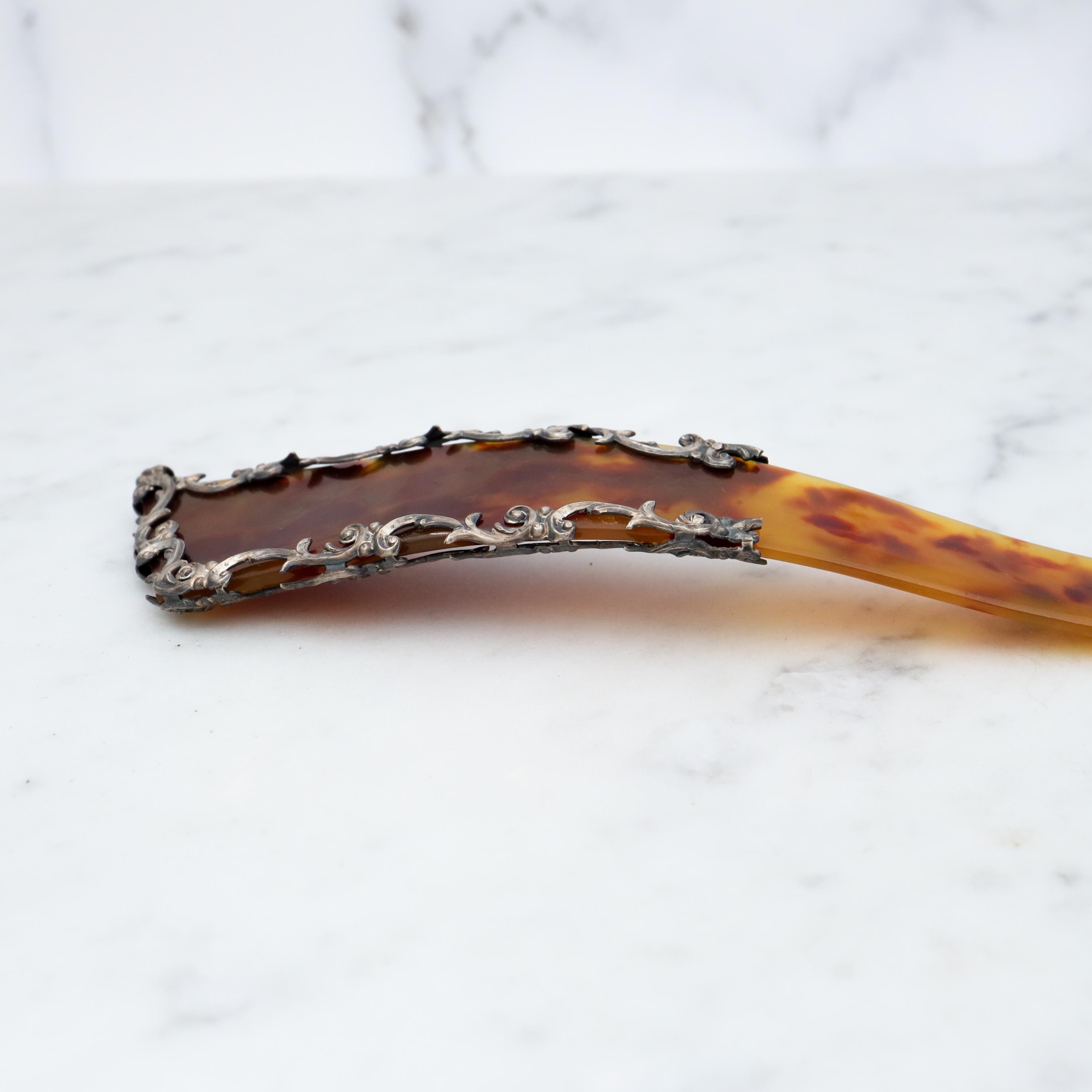 Antique Victorian Faux Tortoiseshell & Sterling Silver Hair  display picture 1