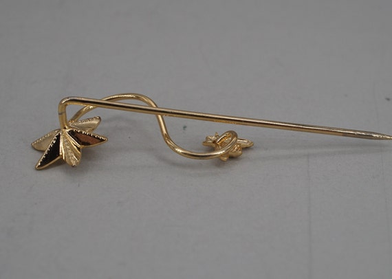 Antique 10K gold Flower and Bee stick pin WW - image 4