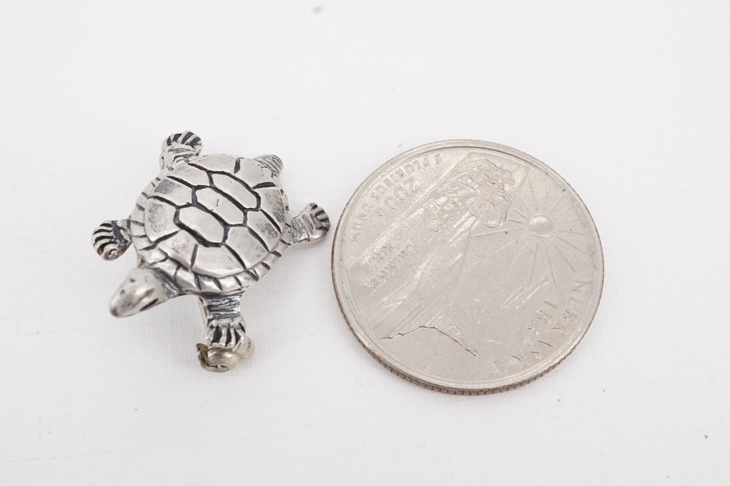 Vintage sterling silver turtle pin Etsy