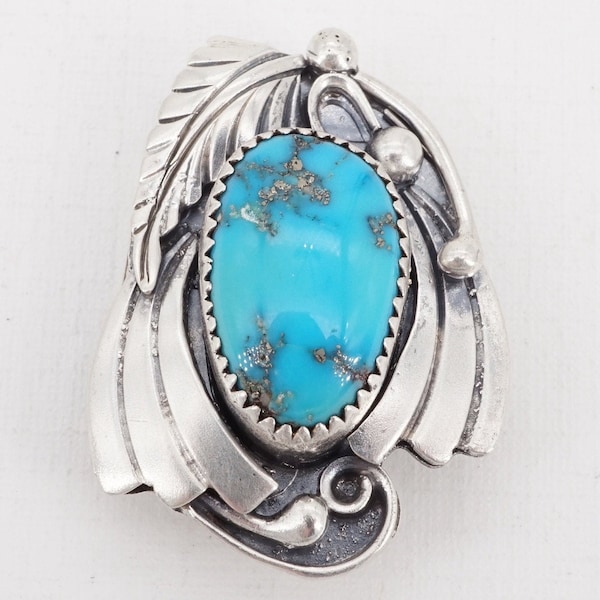vintage native american sterling silver and turquoise bennett bolo tie clip