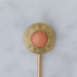 Antique Victorian 14k gold angel skin coral stick pin