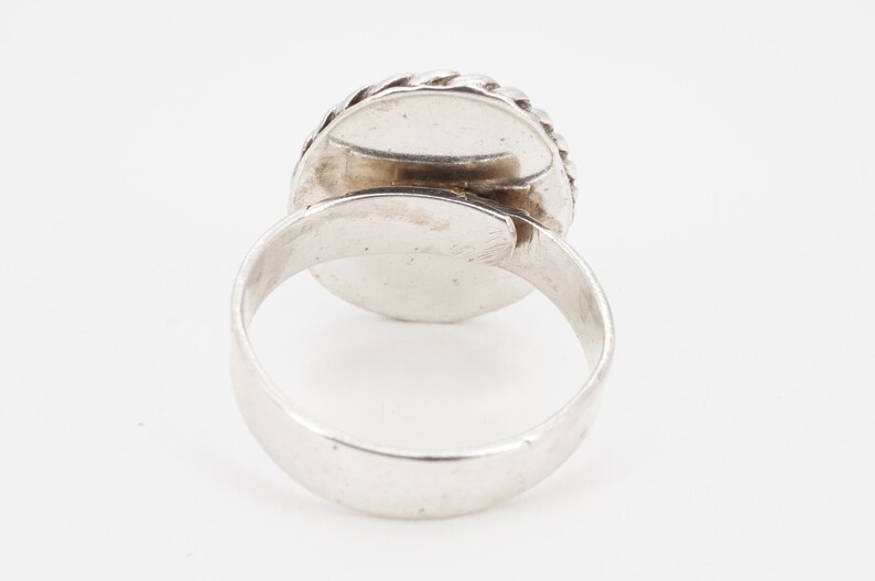 vintage mexican sterling silver foil glass adjustable ring