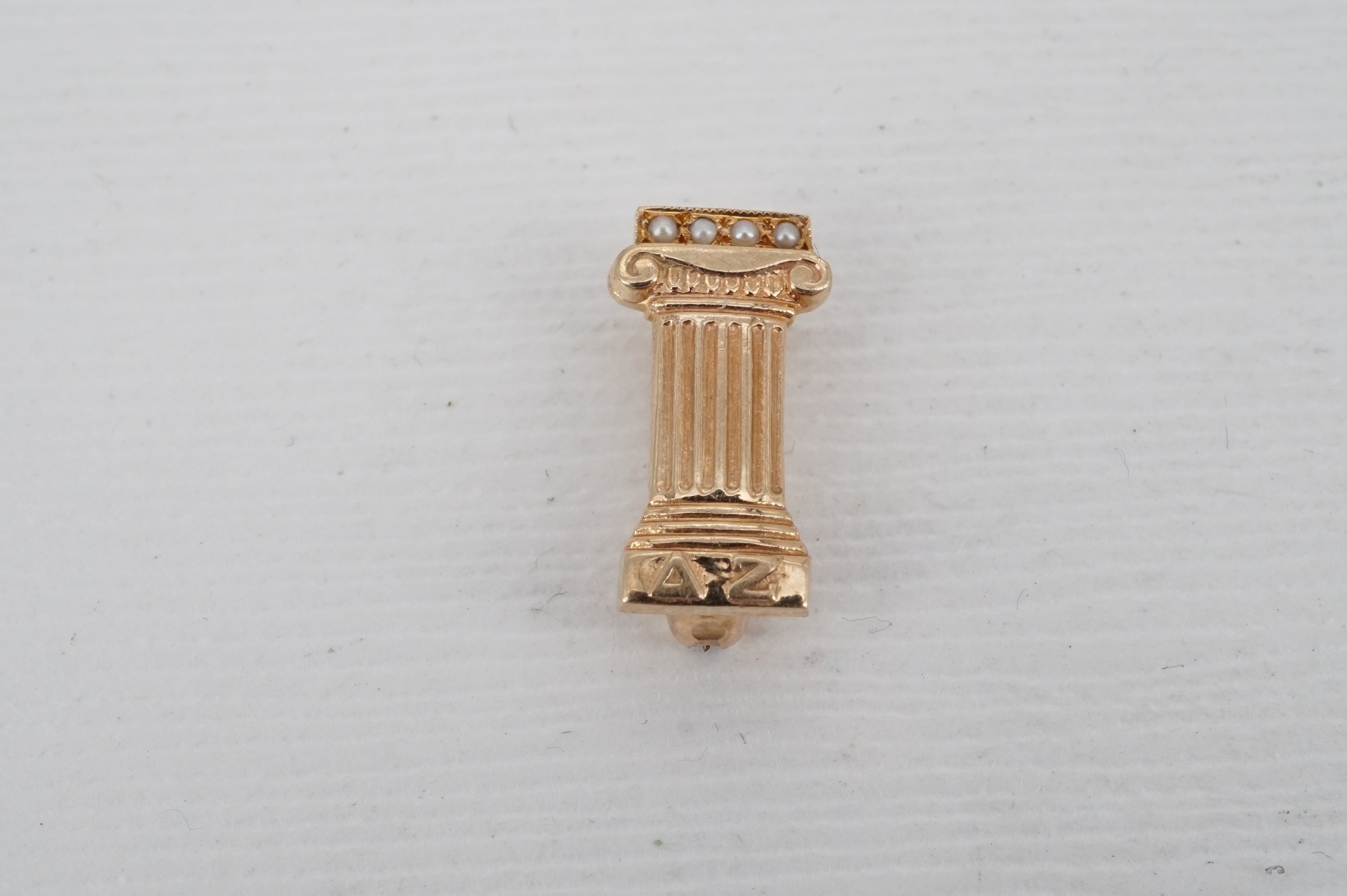 Vintage delta zeta 10k gold seed pearl lapel pin greek plinth Etsy