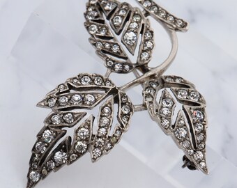 Antique Victorian sterling & paste leaf cutout brooch, marked “R.S.W.”