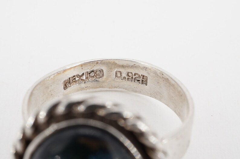 vintage mexican sterling silver foil glass adjustable ring