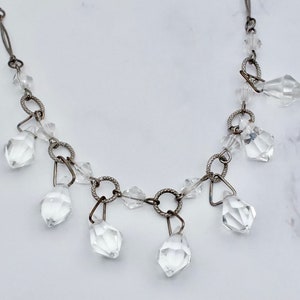 antique Czech glass faceted bead drop necklace