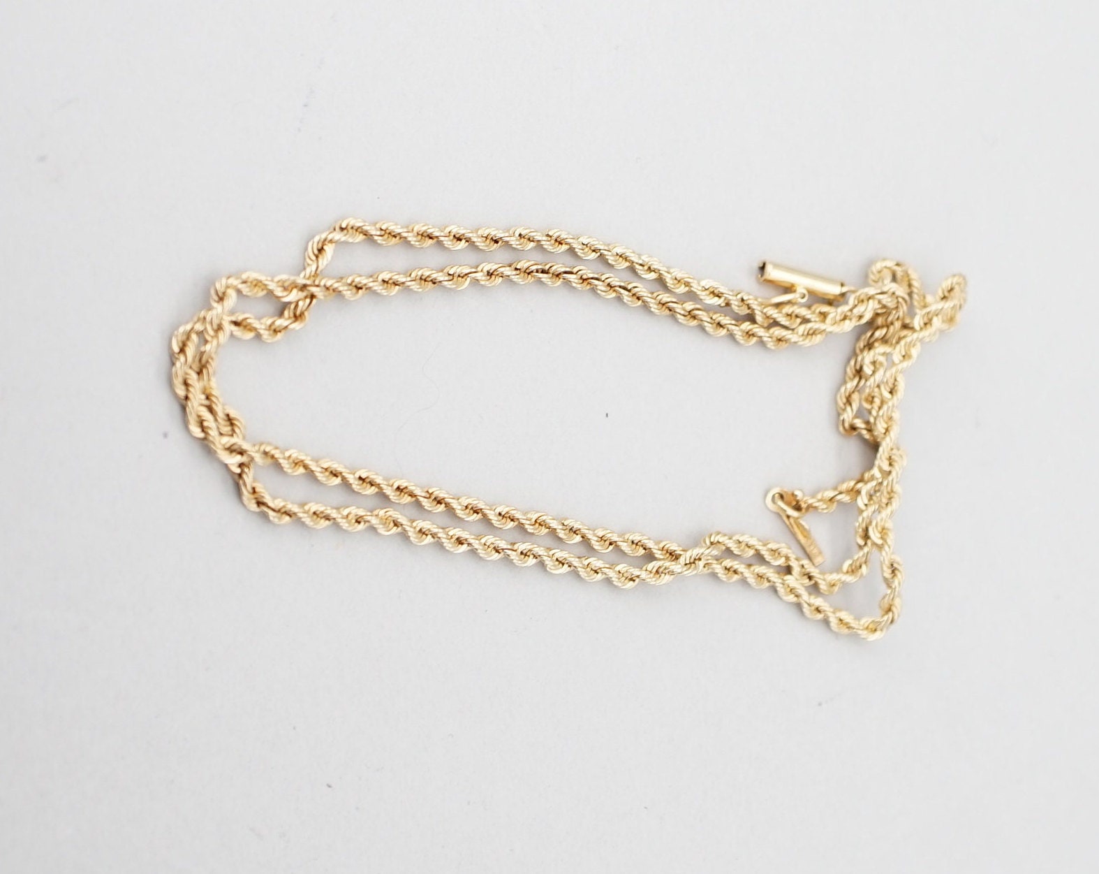 14k Gold Rope Chain, Sailor Lock Clasp Necklace  5mm Straw Mesh Gold  Chain, Reversible 2 in 1 Necklace, Add Charm to Clasp, Gift for Her