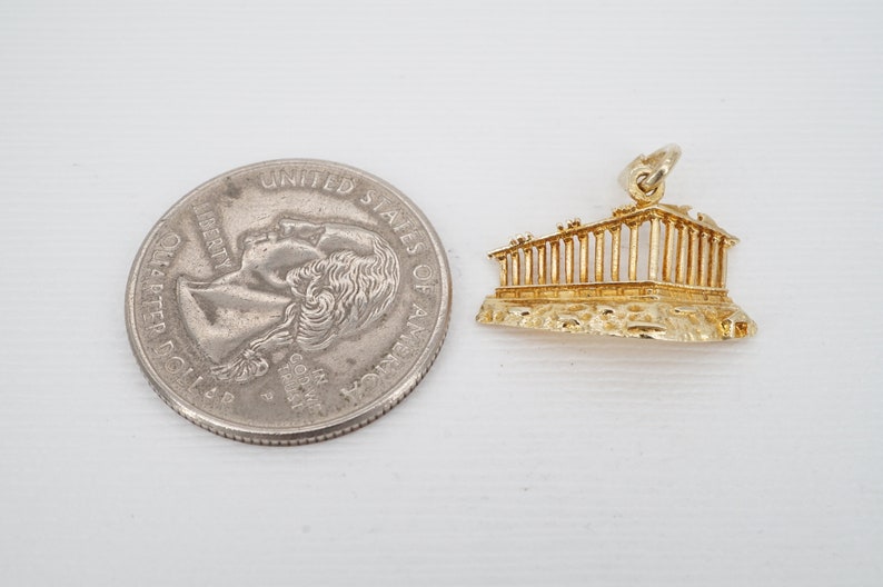 vintage 14k gold roman column ruins charm ww