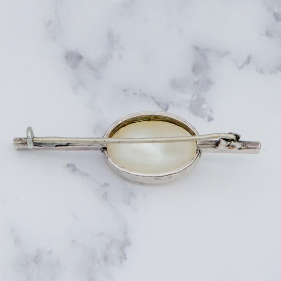 Antique Art Deco sterling & mabe pearl brooch - image 4