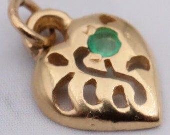 Vintage tiny 14k gold emerald pendant - ww