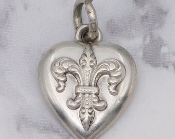 Antique Victorian sterling puffy heart charm