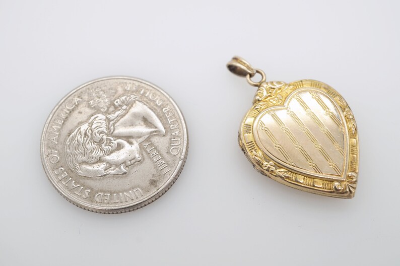 antique victorian gold fill engraved heart locket