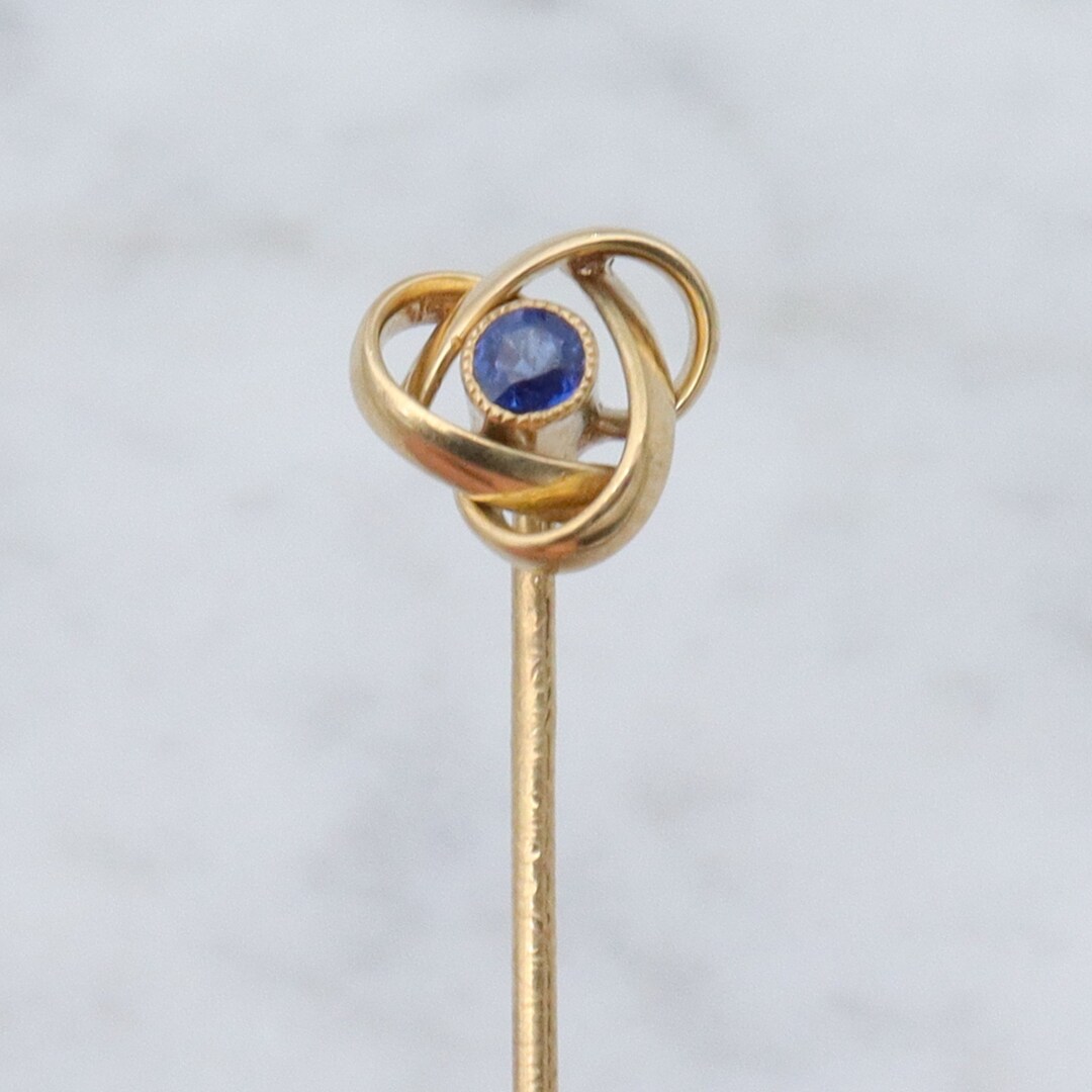 Antique Victorian 14k Gold & Natural Sapphire Infinity Knot Stick Pin ...