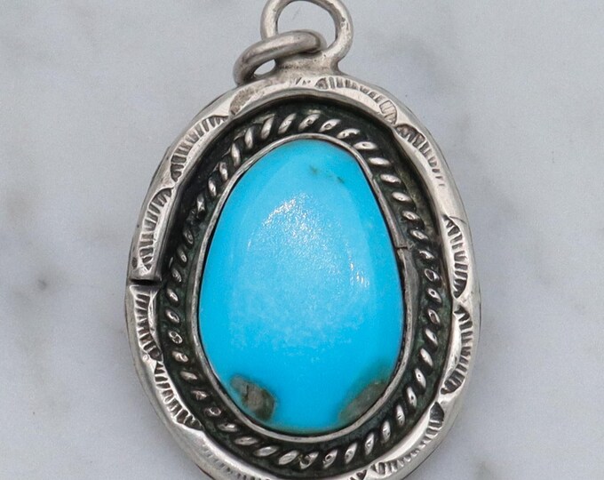 Vintage Navajo Sterling Turquoise Pendant - Renell Perry main image 1