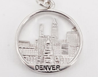 vintage sterling silver large Wells denver colorado cityscape skyline charm