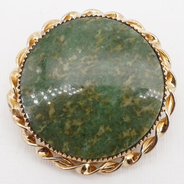 vintage catamore 12k gold filled jade brooch