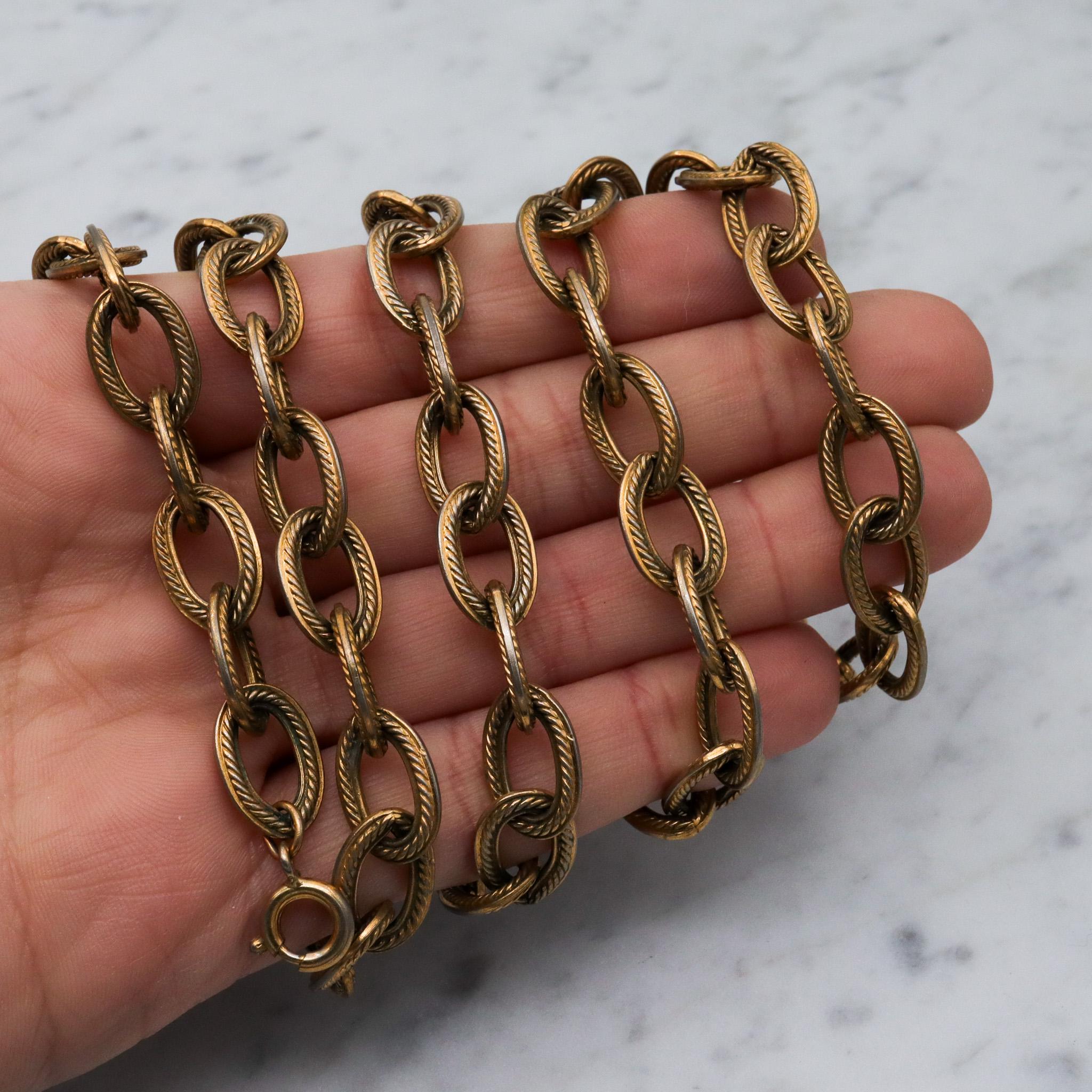 ヴィンテージ アクセソクラフト NYC 真鍮ファンシーケーブルリンク 