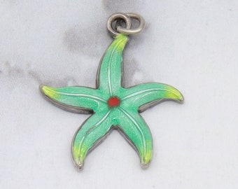 Antique sterling and enamel starfish pendant