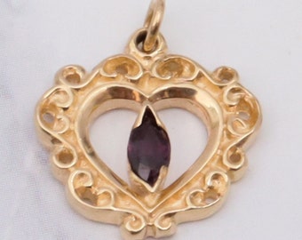 Vintage petite 14k gold & ruby pendant - ww