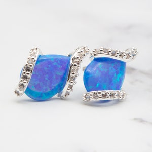 Silvertone Faux Opal & Cubic Zirconia Earrings