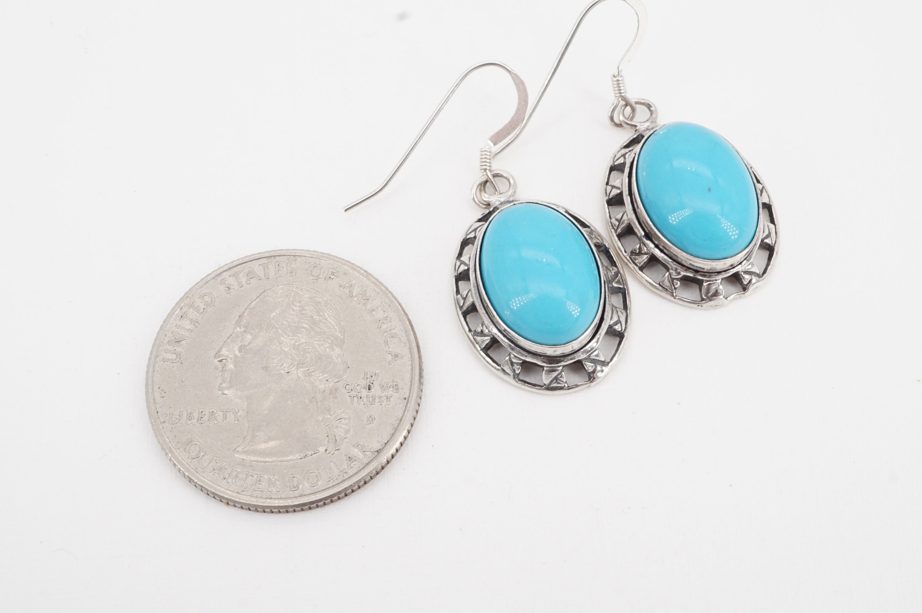 Vintage sterling faux turquoise earrings Etsy