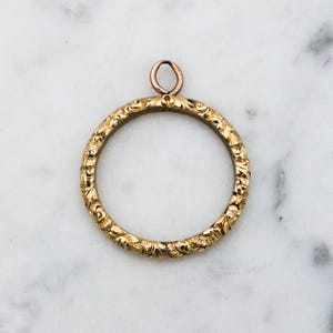 Antique Georgian rolled gold repousse split ring style charm holder pendant