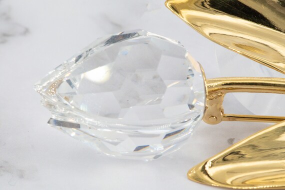 Vintage Swarovski Crystal Gold Plated Large Tulip… - image 2